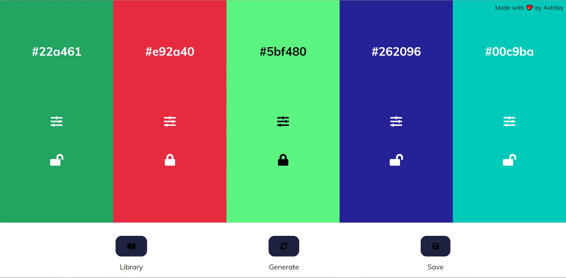 Screenshot of Coloors