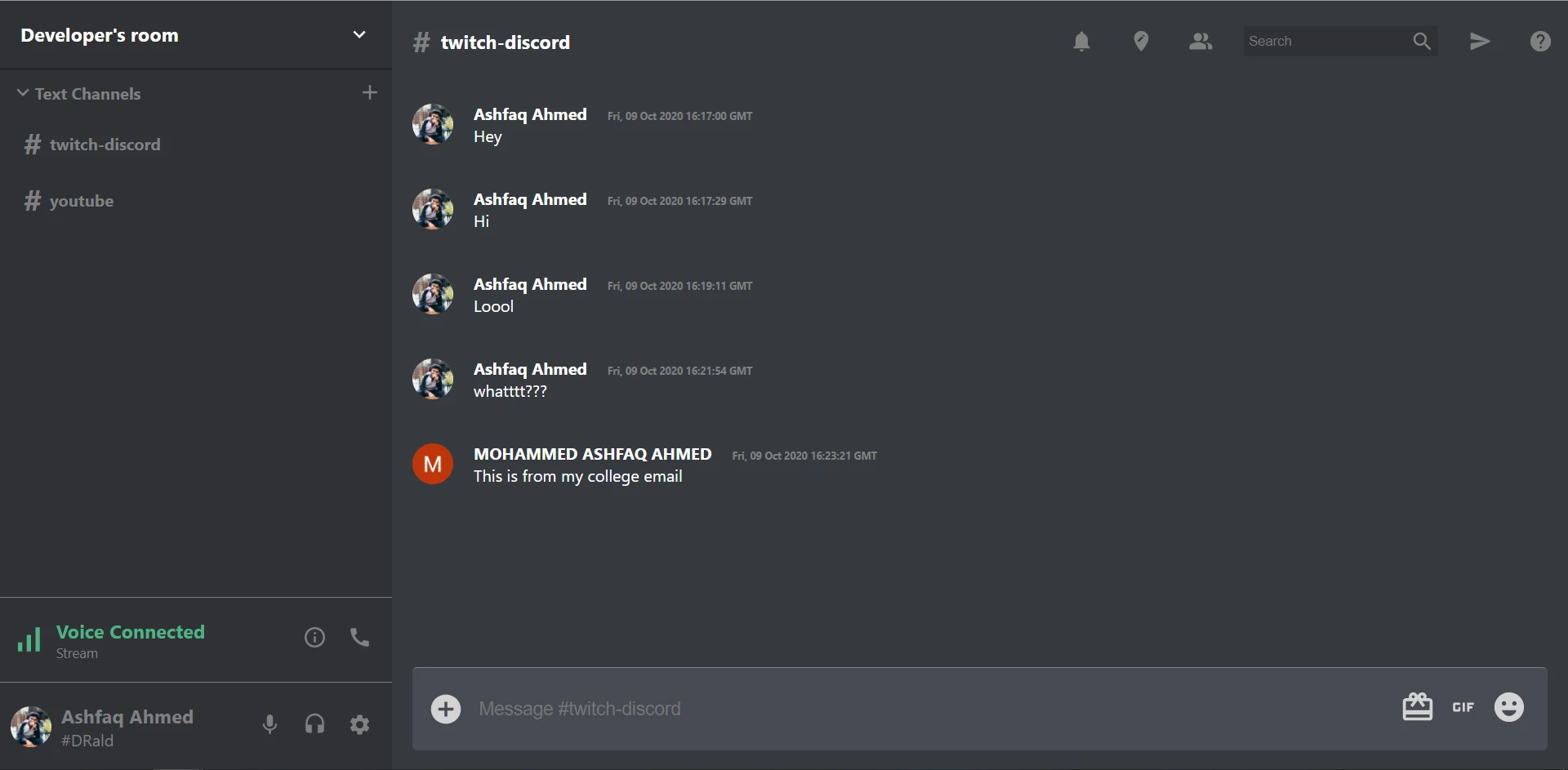 Screenshot of Discord Clone