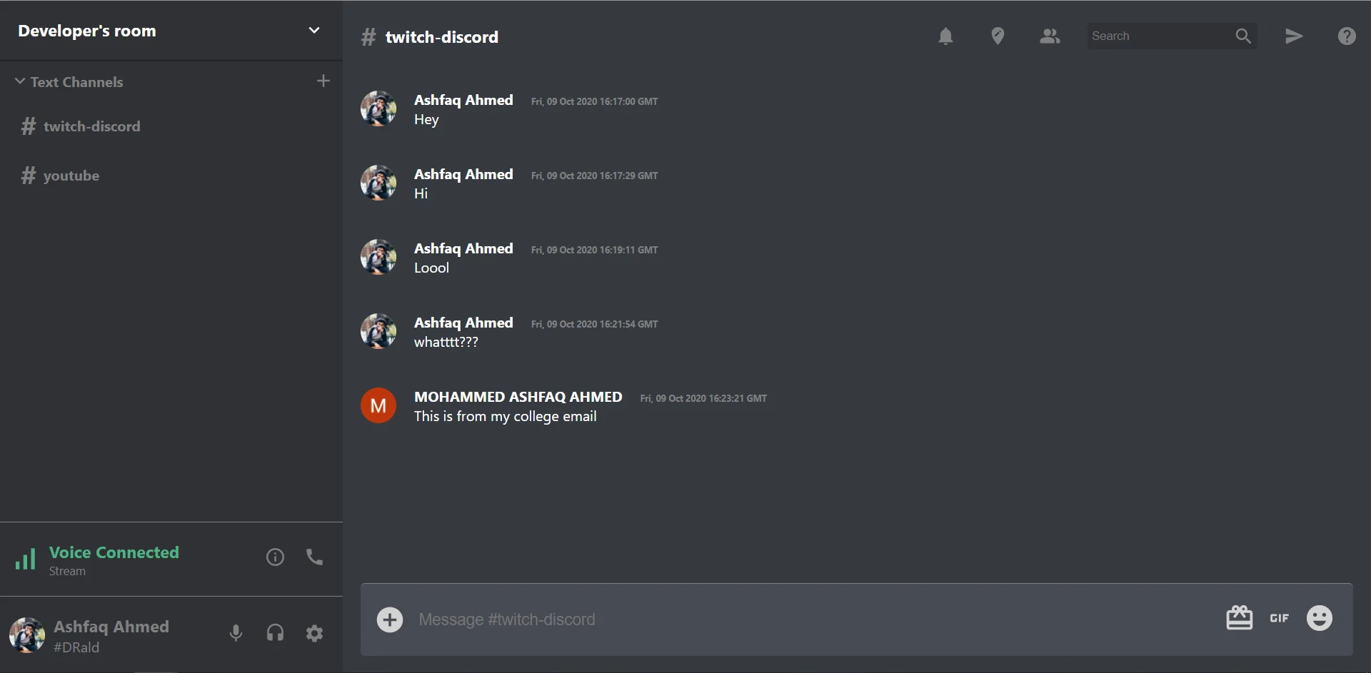 Screenshot of Discord Clone
