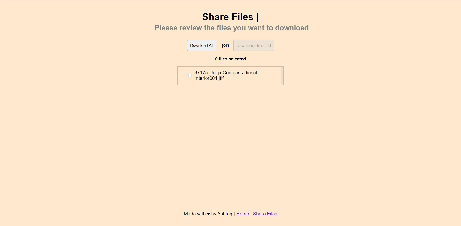 Screenshot of Share Files