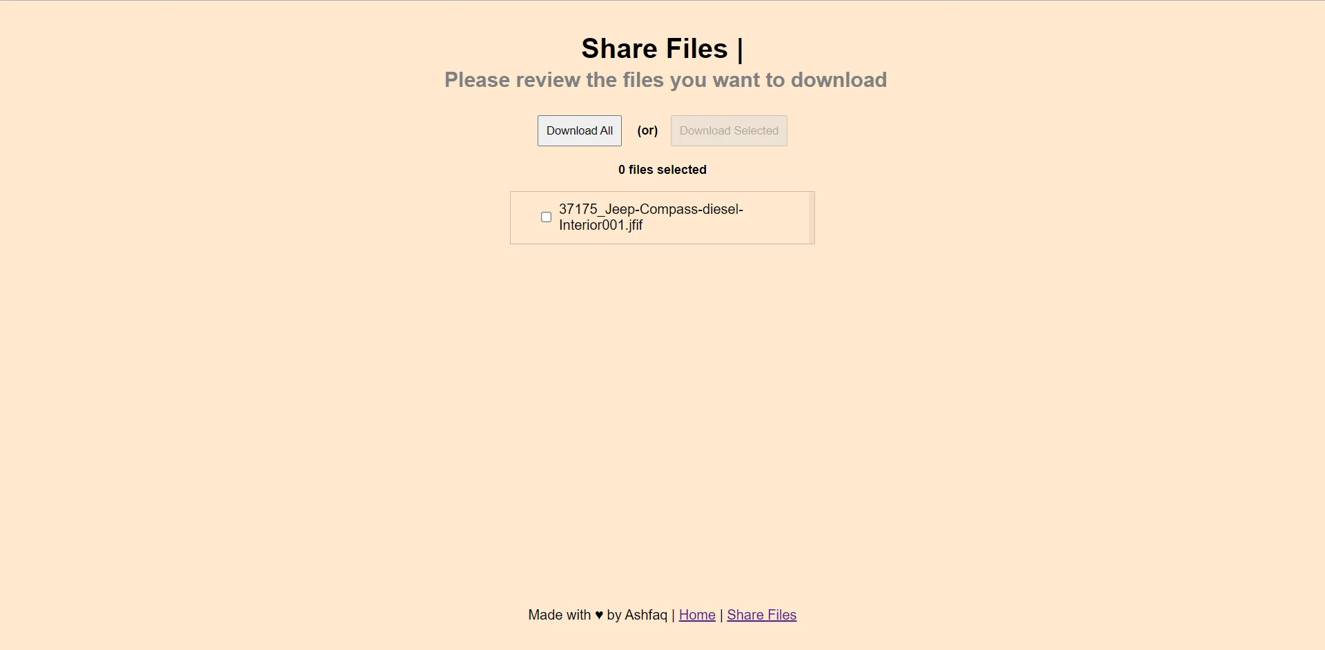 Screenshot of Share Files