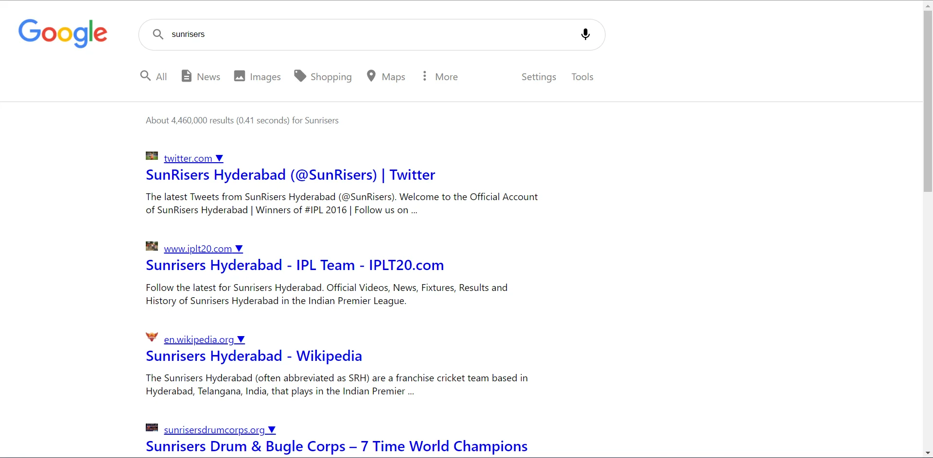 Screenshot of Google Clone