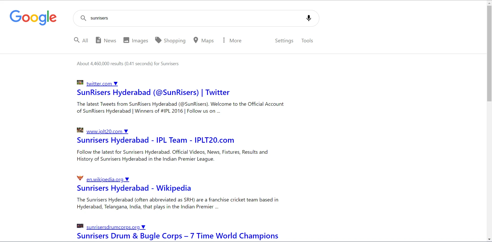 Screenshot of Google Clone